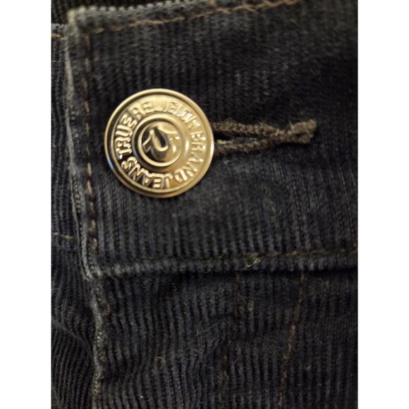 True Religion Corduroy Pants Mens 29x28 Deep Blue Straight Leg Flap Pockets - Picture 6 of 10